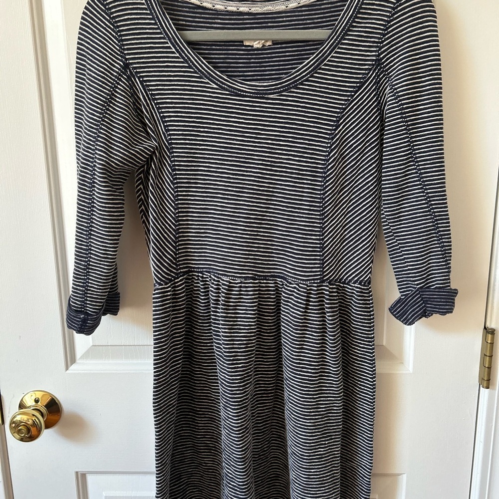 Maison Jules Navy and White Striped Dress